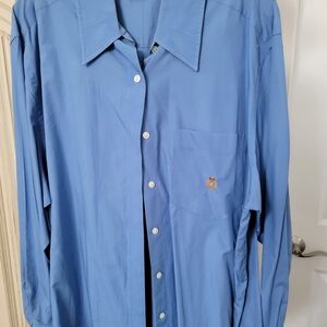 Ralph Lauren Blue Long-Sleeve Dress Shirt with Pocket Crest